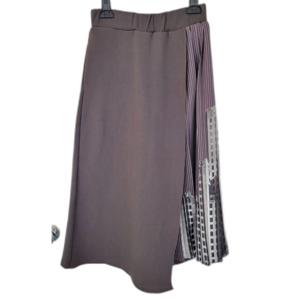 FM2050 Brown Lagenlook Unique Skirt Skort Coluttes Pants